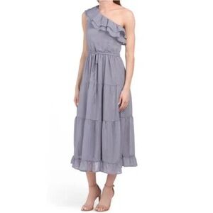 Nwt Heartloom (Revolve) Theo Lavender Metallic Midi Tiered Dress Size Large